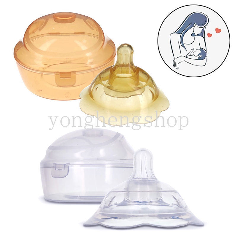 Silikon Pelindung Puting Dengan Kotak Makan Ibu Nipple Protection Cover Anti-overflow Lapisan Ganda Anti- Gigit Pelindung Payudara Makan Penting