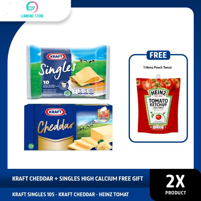 

Kraft Keju Cheddar 160g + Kraft Keju Singles High Calcium Free Gift