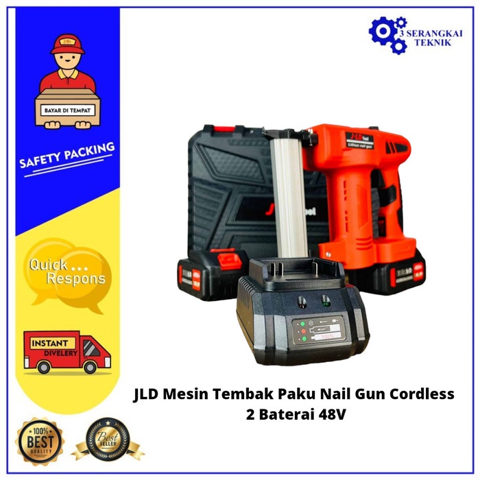 JLD Mesin Tembak Paku Nail Gun Tipe F30 Cordless 2 Baterai 48V