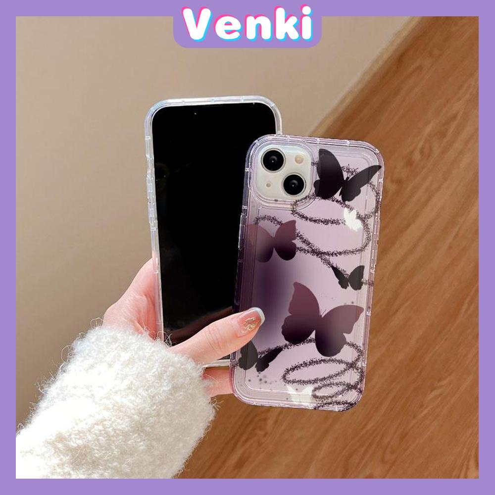 VENKI - For iPhone 11 Case Clear Phone Case TPU Soft Case Airbag Shockproof Protection Camera Cool Gradient Butterfly Compatible with iPhone 14 13 Pro Max iPhone 12 Pro Max XR XS 7