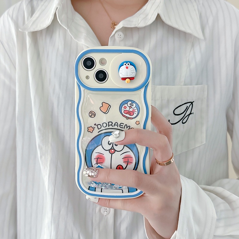 Casing Soft Handphone Doraemon A Dream Cocok Untuk IPhone 14 13 12 11 Pro Max 14Plus Casing Pelindung Pasir Hisap Jendela Sliding Kartun