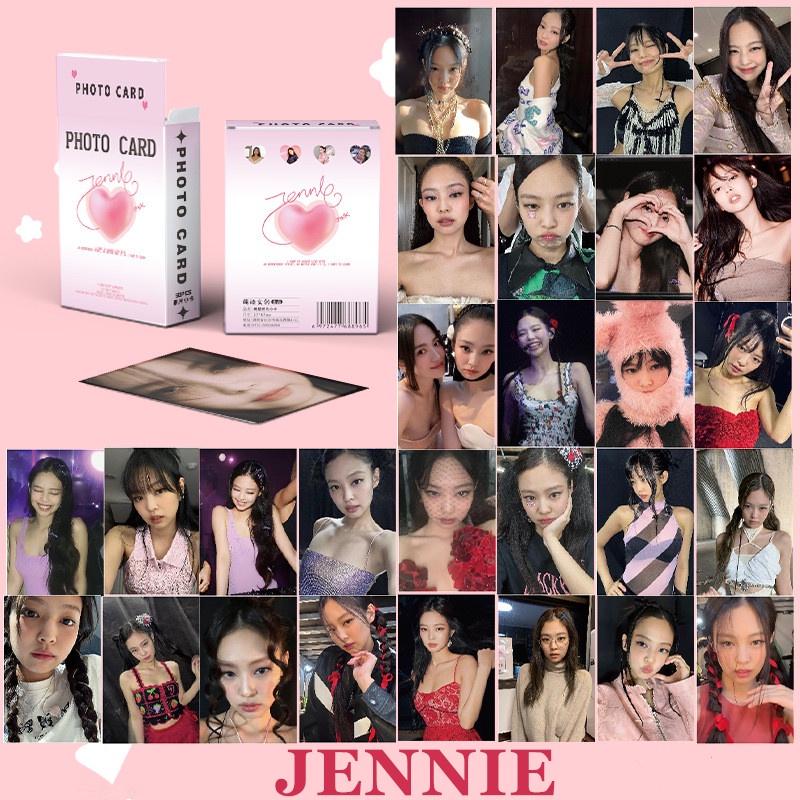 50pcs /box JENNIE Black-Pink Photocards Album Kartu Lomo Hitam Pink Kpop Postcards