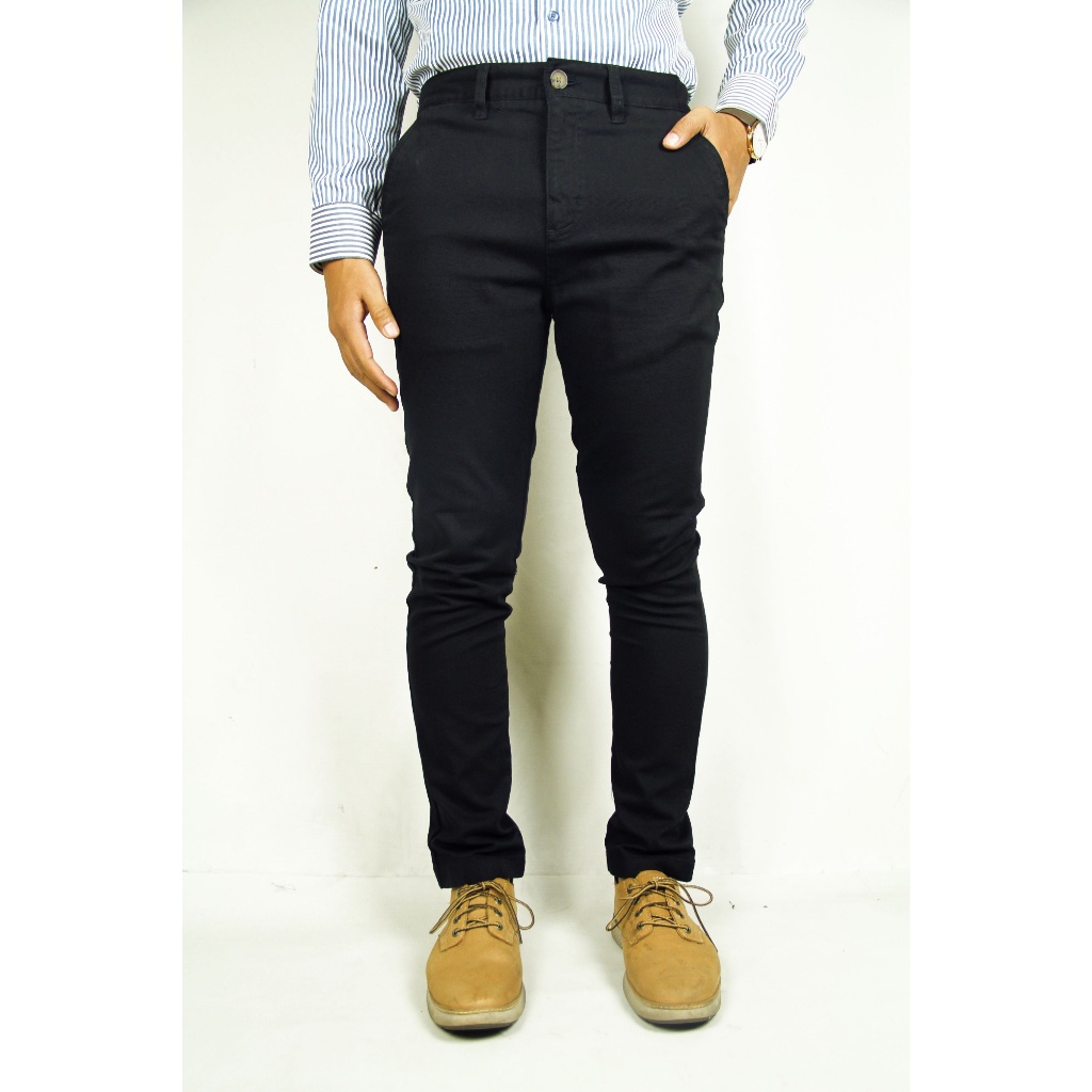 Celana Chino COLE Black / Hitam Polos Slim Fit Stretch Pria Original 100% | Bahan Halus (4a) | Bisa COD | Chino Pants Branded Original Matahari