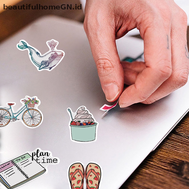 {Cantik} 100pcs Stiker Botol Air Minum Aesthetic Lucu Koper Laptop Waterproof Sticker~