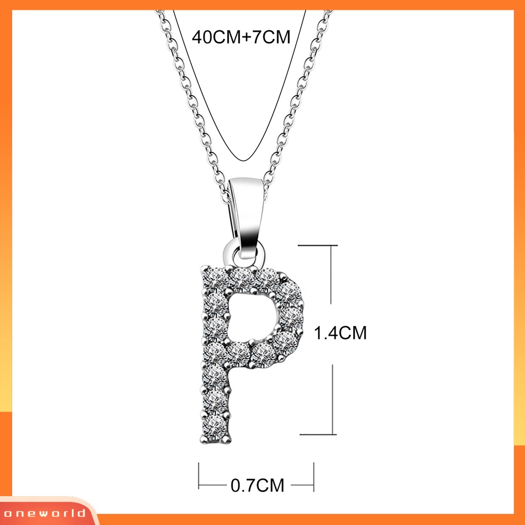 [ONE] 26huruf Inggris Liontin Wanita Kalung Electroplating Alloy Cubic Zirconia Adjustable Choker Necklace Perhiasan Aksesori