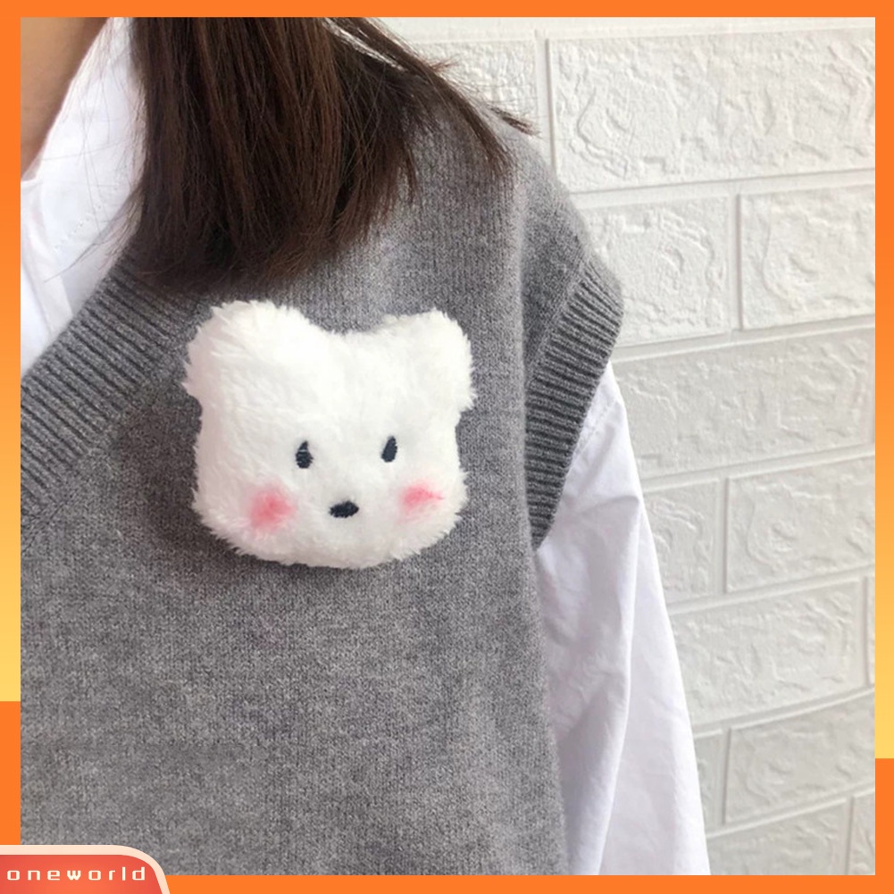 [ONE] Lovely Rabbit Bear Plush Doll Bros Pin Tas Dekorasi Jaket Kerah Aksesori
