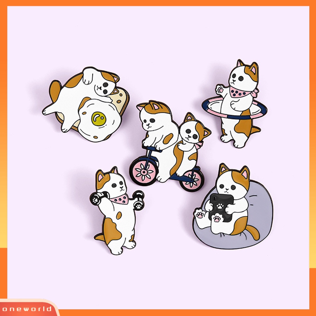 [ONE] 5pcs/set Bros Anjing Dumbbells Olahraga Lovely Alloy Motif Anjing Kartun Lencana Untuk Pakaian Sehari-Hari