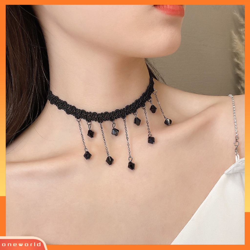 [ONE] 12 Pcs/set Mutiara Imitasi Menjuntai Pola Bunga Wanita Kalung Ringan Gothic Vintage Renda Kerah Kalung Perhiasan Aksesori