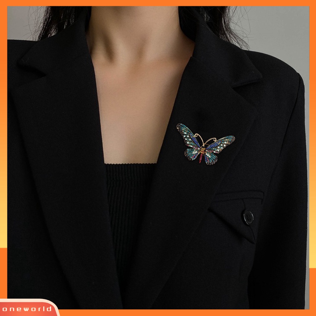 [ONE] Bros Pin Bentuk Geometris Berlian Imitasi Bertatahkan Enamel Kilau Cerah Temperamen Pakaian Yang Serasi Vintage Lady Butterfly Brooch Pin Aksesoris Pakaian