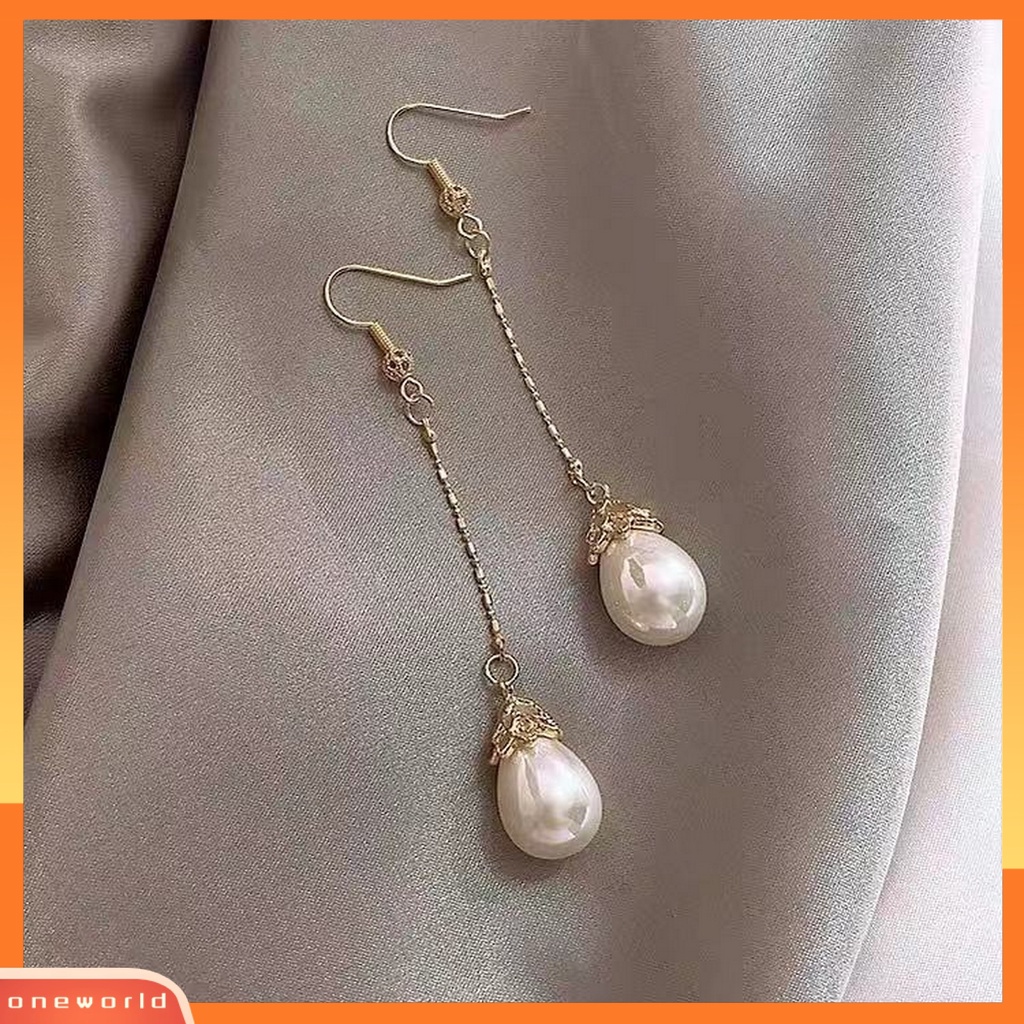 [ONE] 1pasang Anting Kait Mutiara Imitasi Vintage Elegan Mewah Temperamen Emas Pendek Panjang Rumbai Wanita Menjuntai Drop Earrings Aksesoris Perhiasan