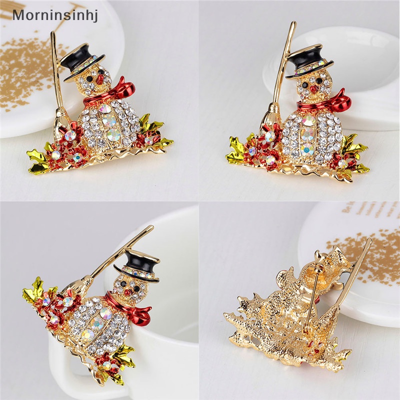 Mornin Panas Gaya Baru Indah Ctystal Berlian Imitasi Natal Snowman Bros Pin Xmas GiftsHot FashionStyle Indah Ctystal id