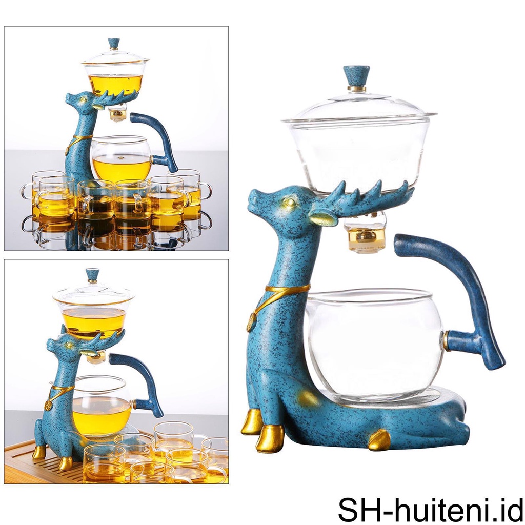 Gelas Otomatis Lazy Tea Set Teko Mangkuk Berputar Magnetik Untuk Rumah Biru