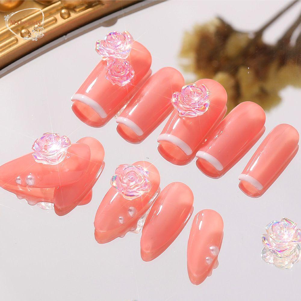 Mxbeauty Dekorasi Nail Art Wanita Ukuran Campur Steel Bead Camellia Flowers Manicure Aksesoris Perubahan Cahaya Hiasan Kuku