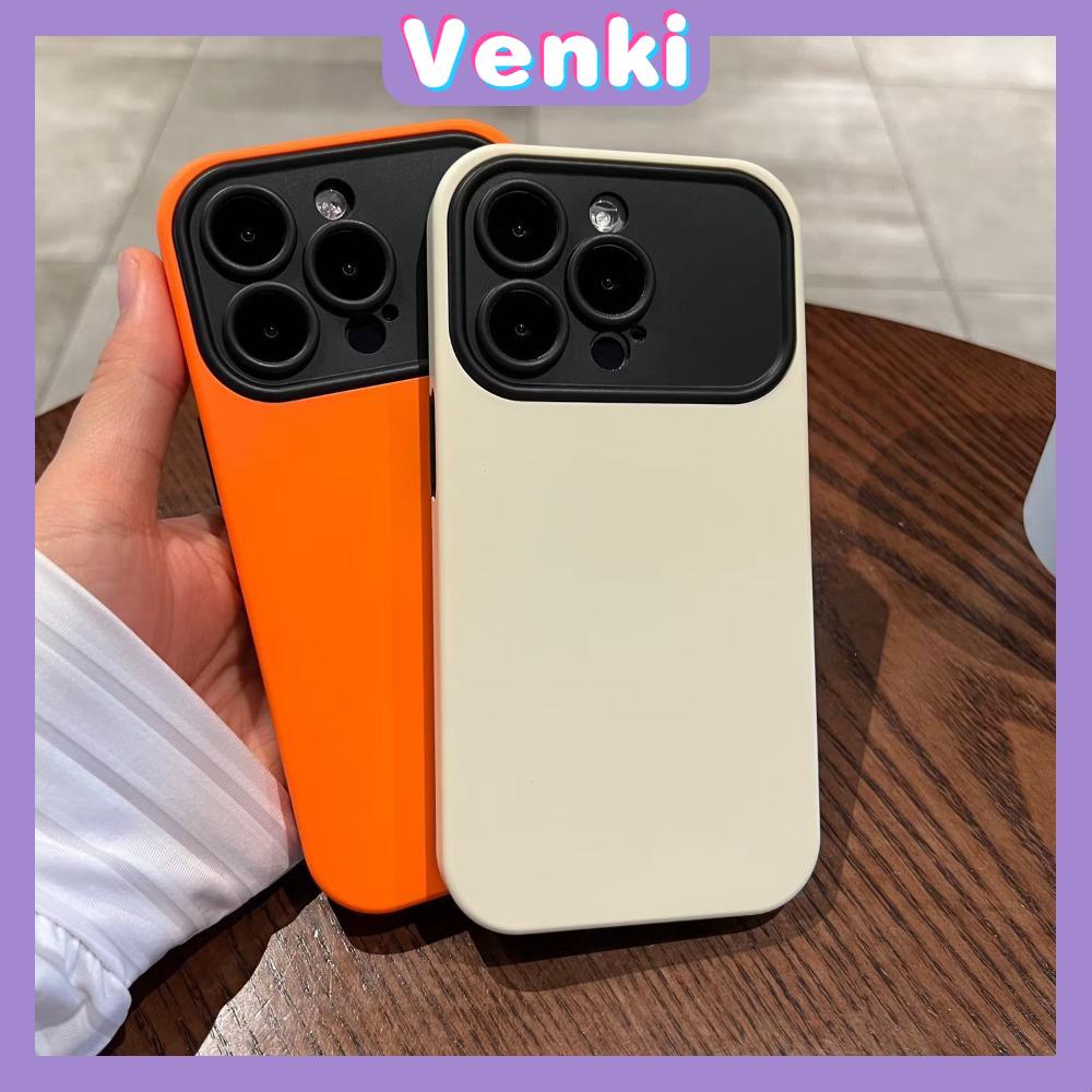 VENKI - Untuk iPhone 11 Case 2 in 1 Soft Case Acrylic Hard Case Ramah Kulit Penutup Kamera Sederhana Pelindung Layar Oranye Putih Hitam Untuk iPhone 14 Pro Max 13 Pro max 12 Pro Max XR