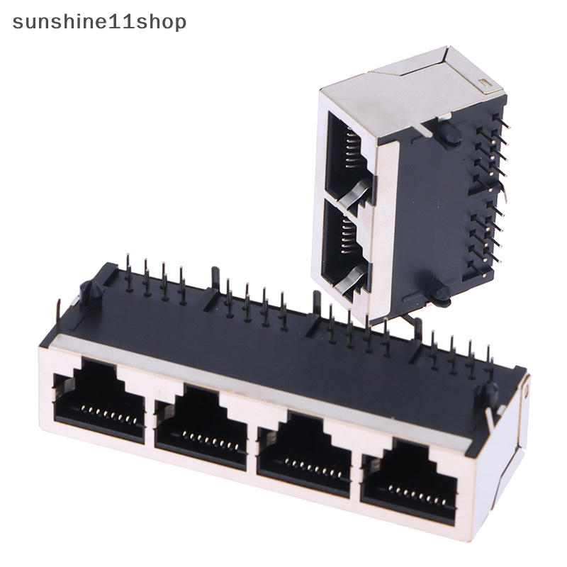 Sho 1x2 /4/6 /8 Port 59 8 Port Seri Susun Female RJ45 Jaringan Eterna LAN PCB Socket Connector Jack N