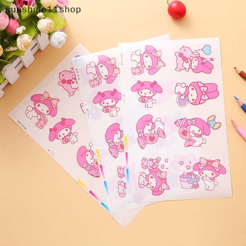 Sho 5pcs My Melody Kawaii Anime Kartun Stiker Cinnamoroll Kuromi Pvc Transparan Tahan Air Hias Perekat Diri Sticker N