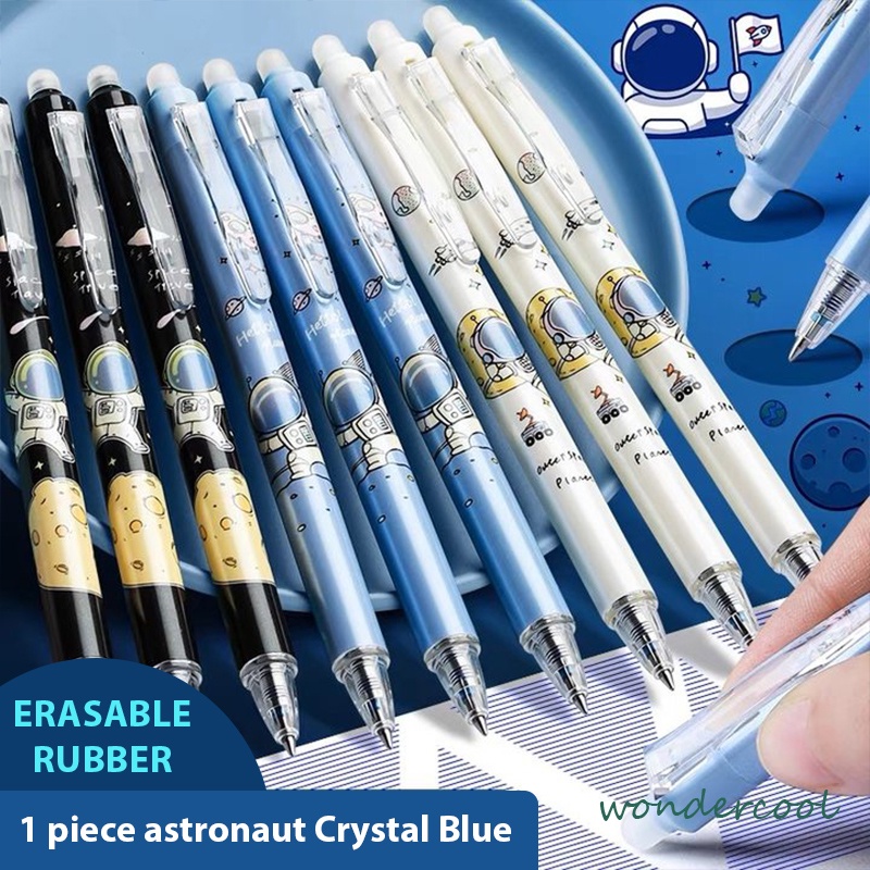 Pulpen Gel Desain Astronot Warna Biru Hitam Mudah Dihapus Stationery Accessories-Won