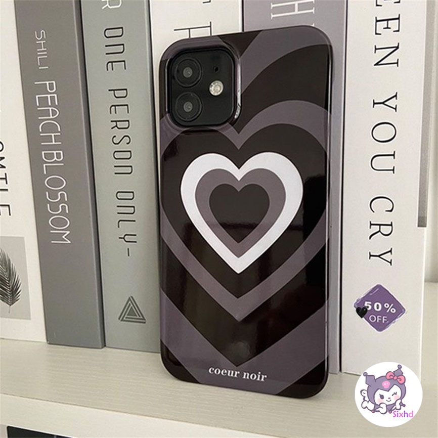 IPHONE Kompatibel Untuk Iphone14 13 12 11 Pro Max SE 2020 X Xr Xs Max8 7 6Plus Silikon Ins Hitam Cinta Hati Ponsel Case Lembut Anti Jatuh Pelindung TPU Cover