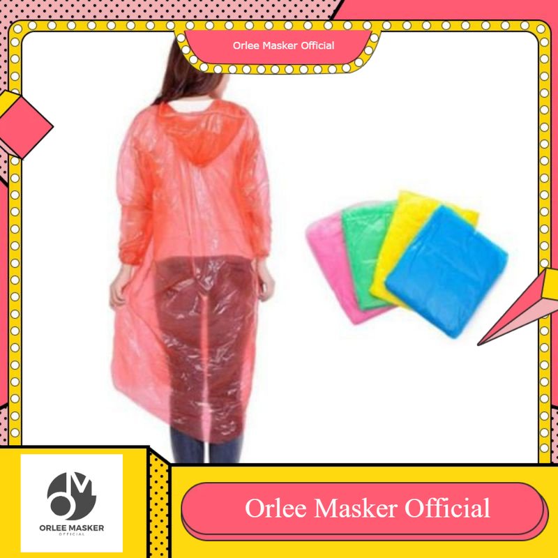 MANTOL PONCO TEBAL LENGAN PANJANG MAWAR/ORLEE PLASTIK TEBAL / JAS HUJAN LENGAN PANJANG SEKALI PAKAI (1PCS) tebal, tidak mudah sobek