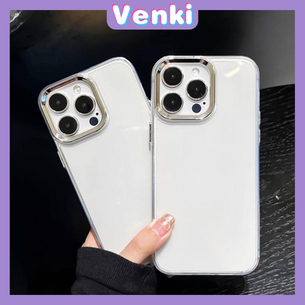 VENKI-Untuk iPhone Case Mewah Disadur Lensa Soft Case TPU Perlindungan Kamera Clear Case Bisnis Sederhana Kompatibel iPhone 14 Pro Max 13 Pro max 12 Pro Max 11 xr xs max 7 6S