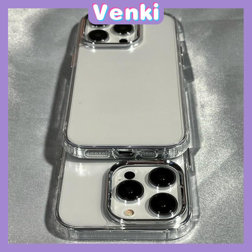 VENKI-Untuk iPhone Case Mewah Disadur Lensa Soft Case TPU Perlindungan Kamera Clear Case Bisnis Sederhana Kompatibel iPhone 14 Pro Max 13 Pro max 12 Pro Max 11 xr xs max 7 6S