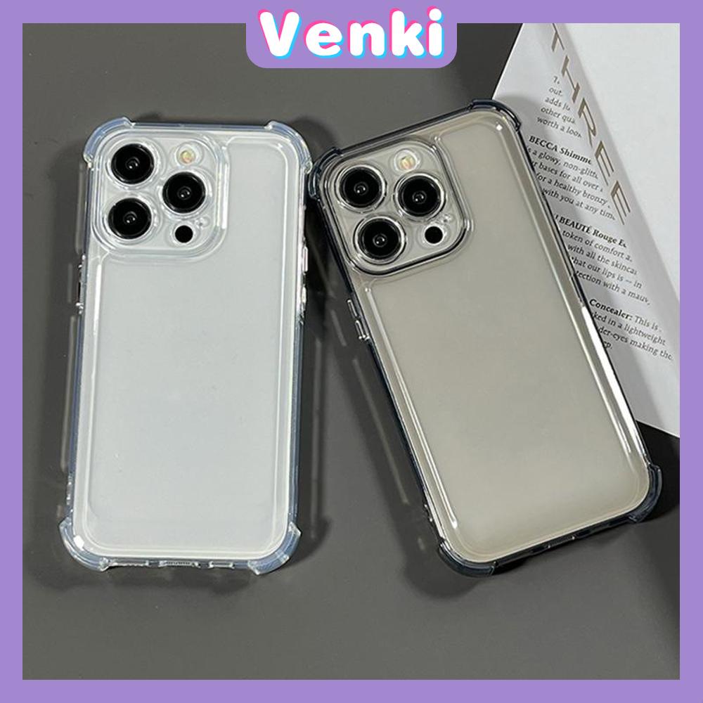 VENKI - Untuk iPhone Case Bening Phone Case Soft TPU Airbag Tahan Guncangan Kamera Case Simple Comfort Ungu Hitam Kompatibel dengan iPhone 14 Pro Max 13 Pro max 12 Pro Max 11 xr xs max 7 8