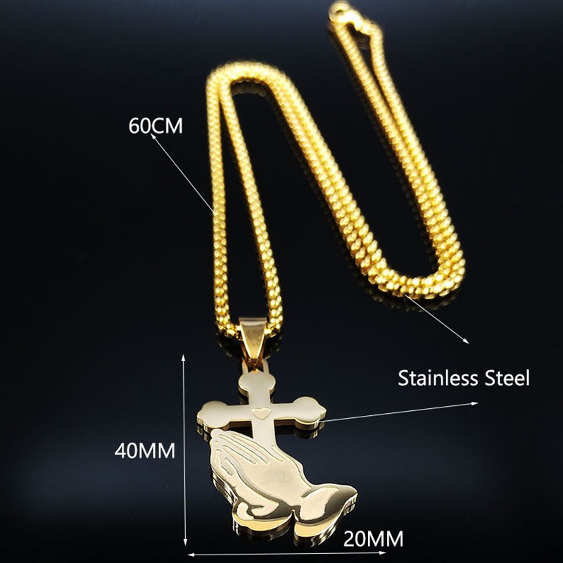 Zh Perhiasan Stainless Steel Doa Salib Liontin Pria Dan Wanita Fashion Kalung Hip Hop Aksesoris Pesta