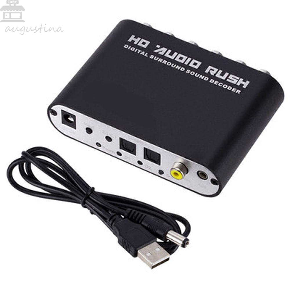 Agustina DAC Converter Untuk PS3 DVD player SPDIF Coaxial AUX 3.5mm Ke 6RCA Konverter Analog 5.1 Channel Stereo AC3 Audio Digital Ke Analog