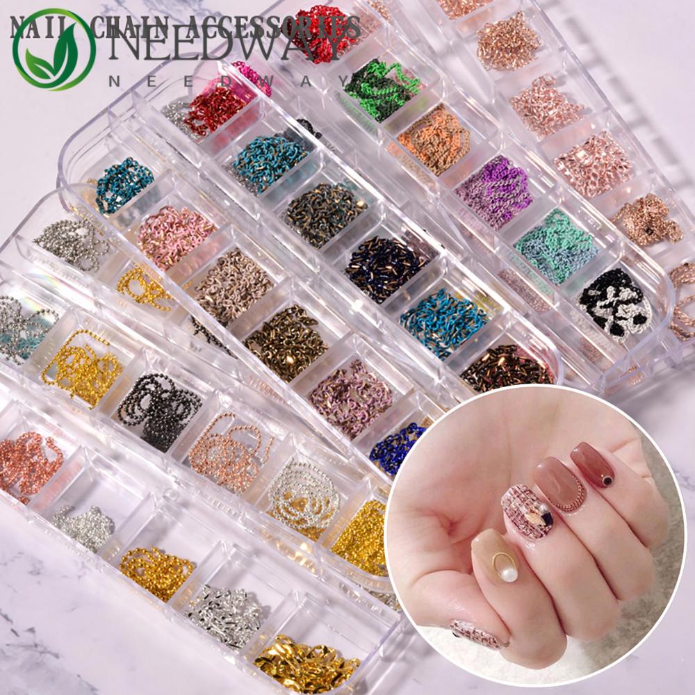 Needway   Dekorasi Nail Art 12kisi /Kotak Charms Metal Rivets Nail Rhinestones