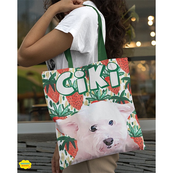 

TERMURAH Custom Tas Tote Bag Pop Art Smushy Woof Peliharaan Anjing Kucing