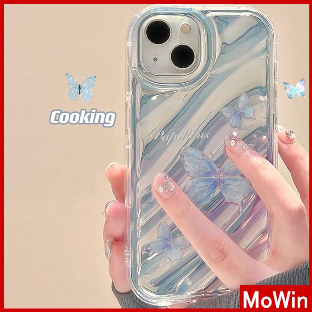 Case iPhone 14 Pro Max iPhone Case Laser Reflektif Bening Case TPU Soft Case Airbag Sederhana Kupu-kupu Cantik Kompatibel dengan iPhone 13 Pro Max 12 Pro Max 11 Xr Xs Max 7Plus 8Plus