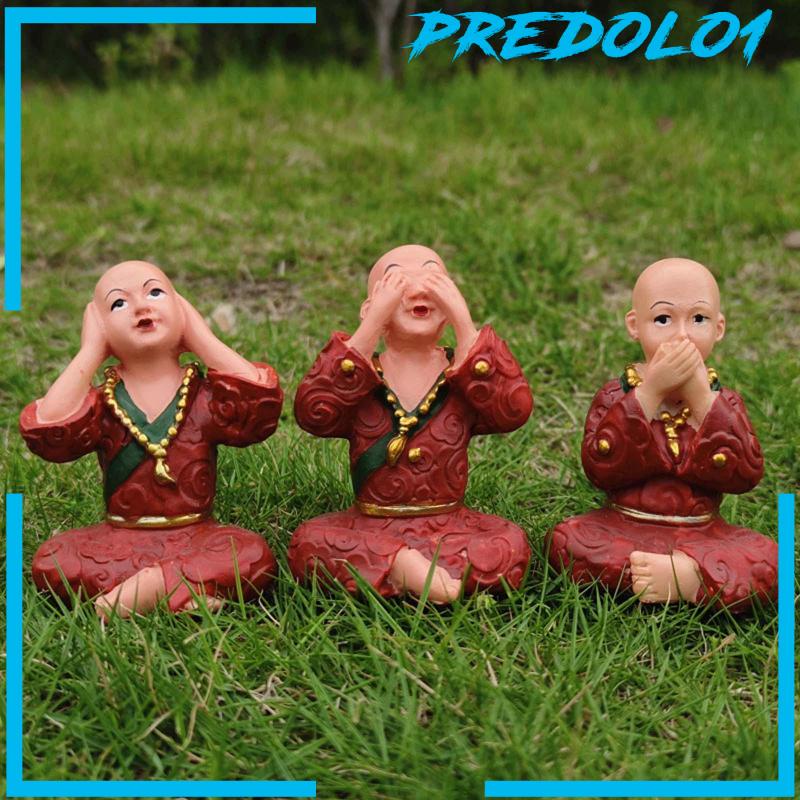 [Predolo1] 3pcs Patung Biksu Kecil Patung Ornamen Cina Untuk Rak Dinding Ruang Tamu
