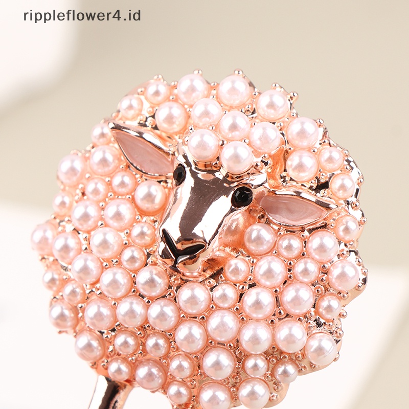 {rippleflower4.id} Bros Kartun Hewan Hias Mutiara Beruntung Indah Domba Bros Untuk Gadis Aksesoris Pesta Natal Hadiah Perhiasan Alloy Bros~