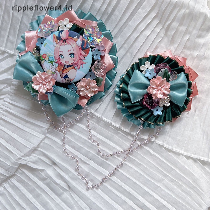 {rippleflower4.id} Anime Badge Holder Sutra Logam Manis Desain Retro Dekorasi Aksesoris Lolita Anime Lencana Pin Bros Pita Bowtie Ransel Badge Holder Tas Aksesoris~