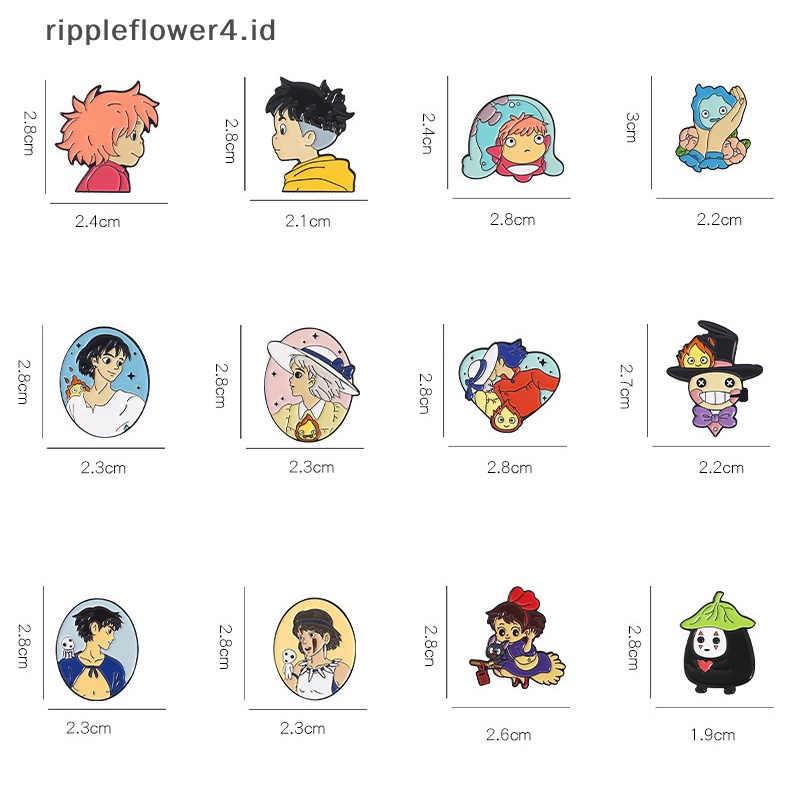 {rippleflower4.id} Pin Enamel Film Kartun Howl Sofia Ponyo Bros Lencana Kerah Pin Lucu Anime Perhiasan Hadiah Untuk Teman Anak~