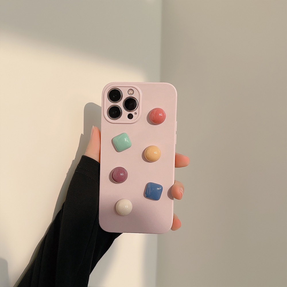 IPHONE Ins 3D Lovely Colorful Candy Beans Silicone Case Untuk Iphone14 11 12 13 PRO MAX Casing Cover Pelindung AT0330