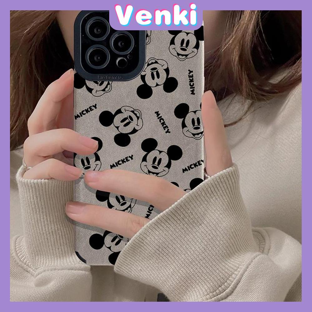 VENKI - Untuk iPhone 11 Case Leather Leather Pupil Eyes Suede Phone Case Soft Shockproof Airbag Case Pelindung Kamera Lucu Kartun Mouse Kompatibel dengan iPhone 14 13 Pro max 12 xr