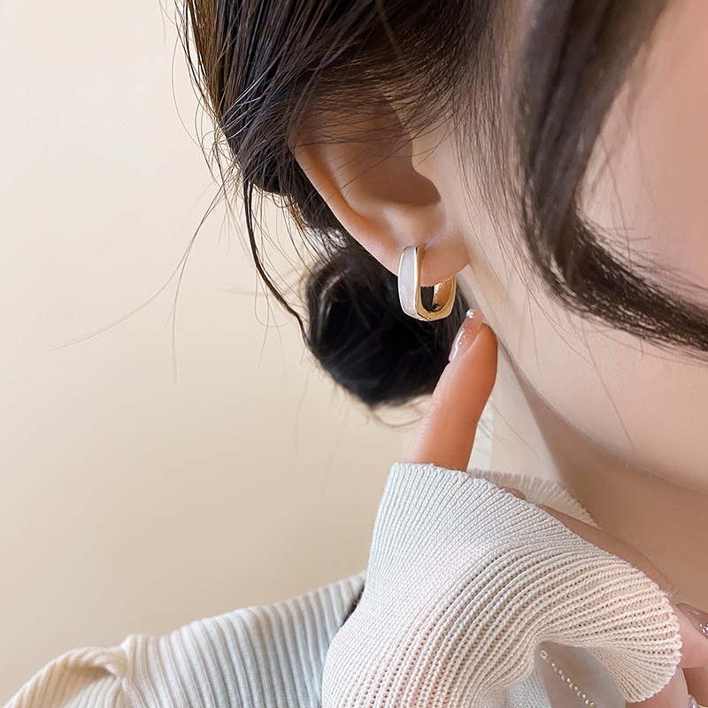 Giwang Anting Giwang Telinga Enamel Putih Mewah Untuk Aksesori Perhiasan Fashion Wanita Gadis