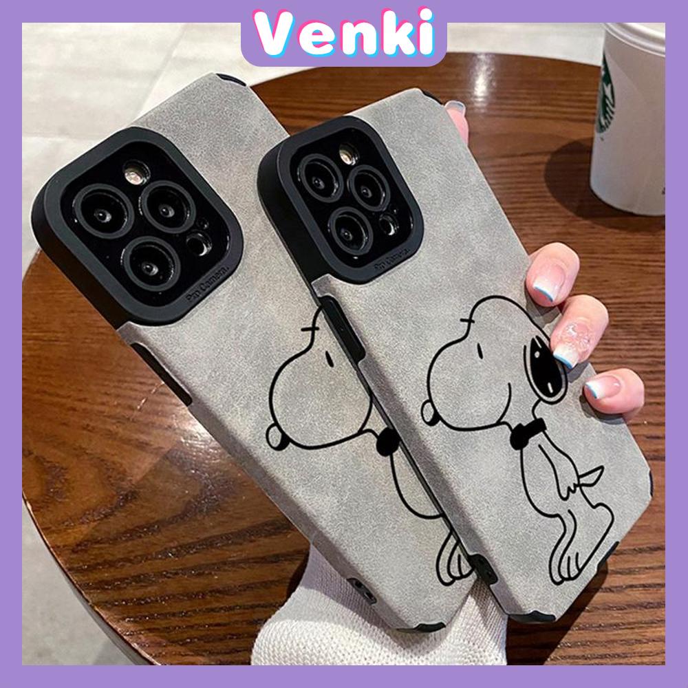 VENKI - Untuk iPhone 11 Case Leather Leather Pupil Eyes Suede Phone Case Soft Shockproof Airbag Case Pelindung Kamera Lucu Kartun Anjing Kompatibel dengan iPhone 14 13 Pro max 12 xr xs