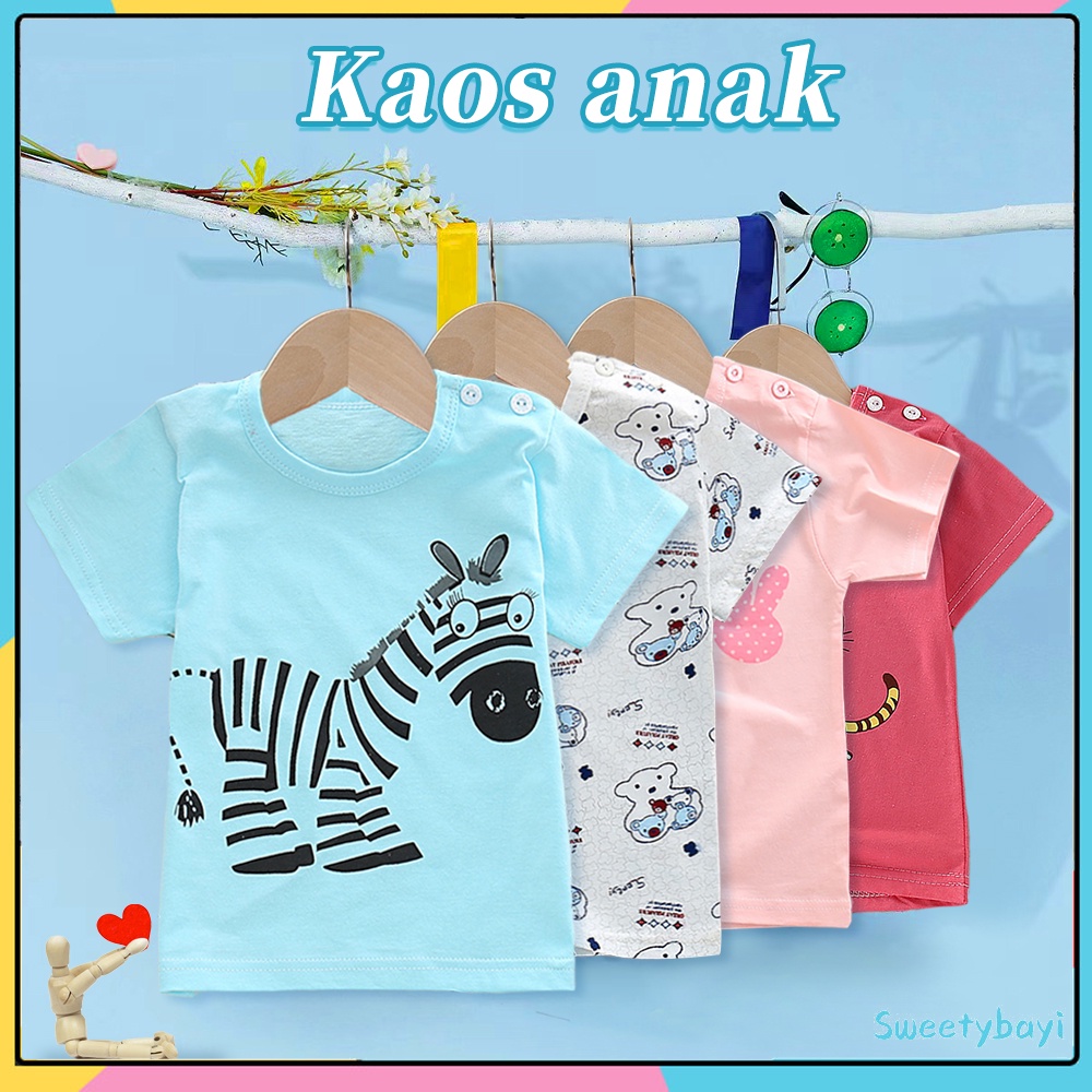 SweetyBayi Kaos baju atasan bayi anak lengan pendek Tshirt anak 0-3thn