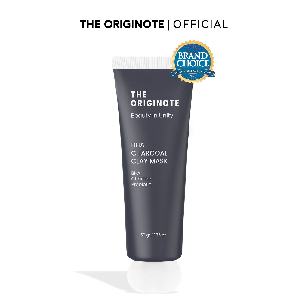 The Originote BHA Charcoal Clay Mask - Masker Wajah Mud Mask Eksfoliasi Mengangkat Sel Kulit Mati Menghilangkan Minyak Berlebih with Charcoal BHA