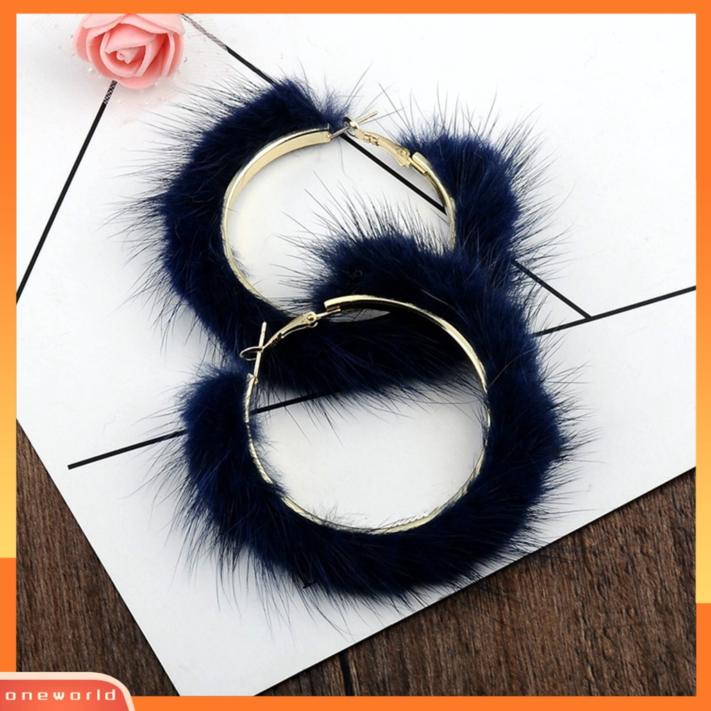 [WOD] 1pasang Anting Hoop Bentuk Bulat Mewah Berlebihan Geometri Semua Cocok Anting Lingkaran Untuk Pakaian Sehari-Hari