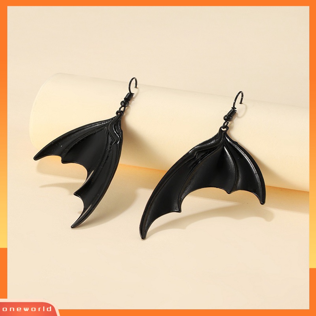 [WOD] 1pasang Anting Halloween Vintage Gothic Geometris Electroplating All-match Dekorasi Hadiah Wanita Bat Wing Drop Pendant Earrings Perhiasan Pesta Nikmat