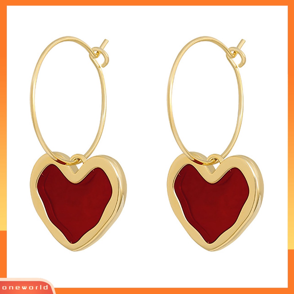 [WOD] Ear Studs Wine Red Heart All Match Wanita Gaya Korea Anting Halus Untuk Tanggal