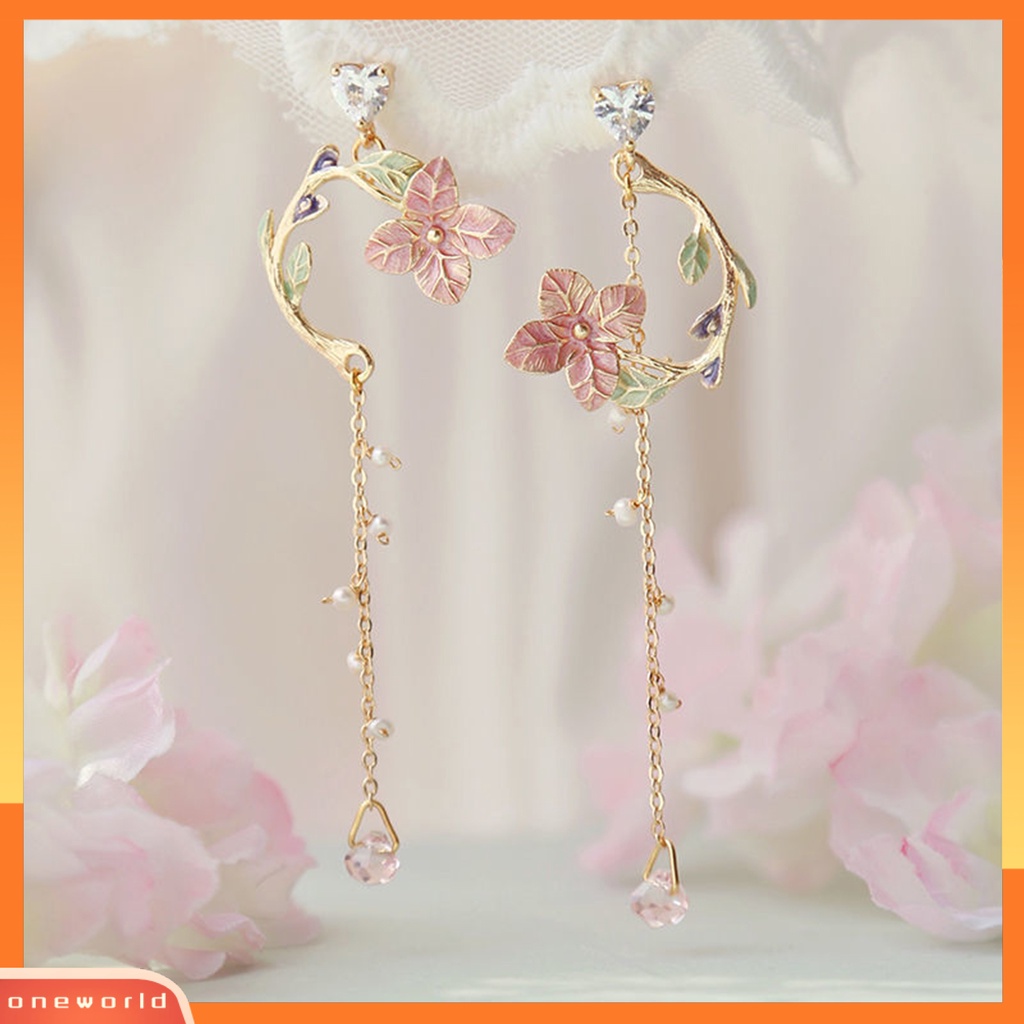 [WOD] Anting Rumbai Kristal Imitasi Nyaman Manis Warna-Warni Anting Tindik Geometris Untuk Tanggal