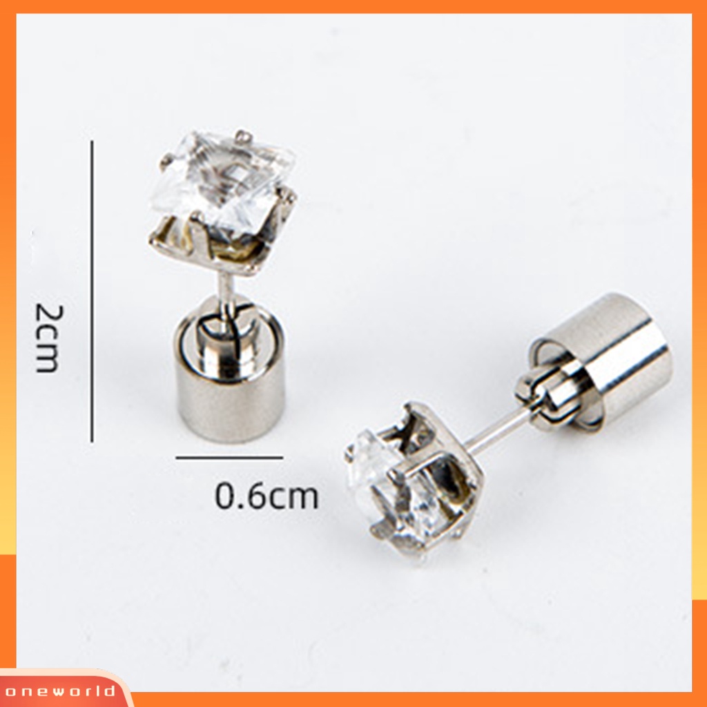 [WOD] 1pc Anting Tusuk Wanita Cubic Zirconia LED Female Square Luminous Stud Earrings Untuk Pesta