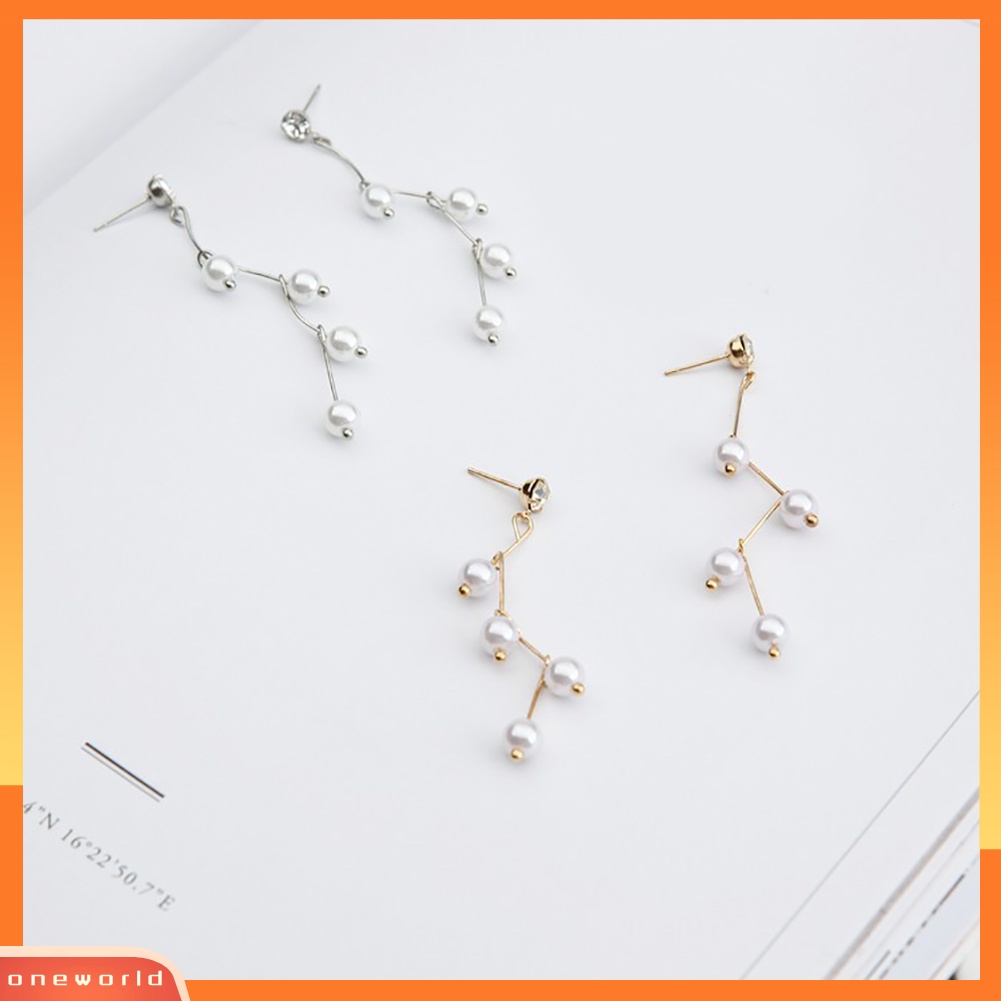 [WOD] Fashion Faux Pearl Ear Stud Earrings Wanita Gadis Pesta Perhiasan Cocktail Hadiah