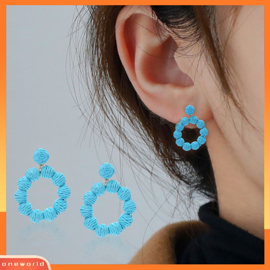 [WOD] 1pasang Anting Drop Bulat Gaya Liburan Perhiasan Bohemian Geometris Menjuntai Anting Untuk Liburan