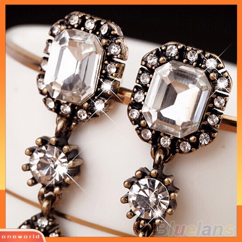 [WOD] Wanita Fashion Putaran Marquise Cut Berlian Imitasi Menjuntai Stud Statement Earrings Hadiah