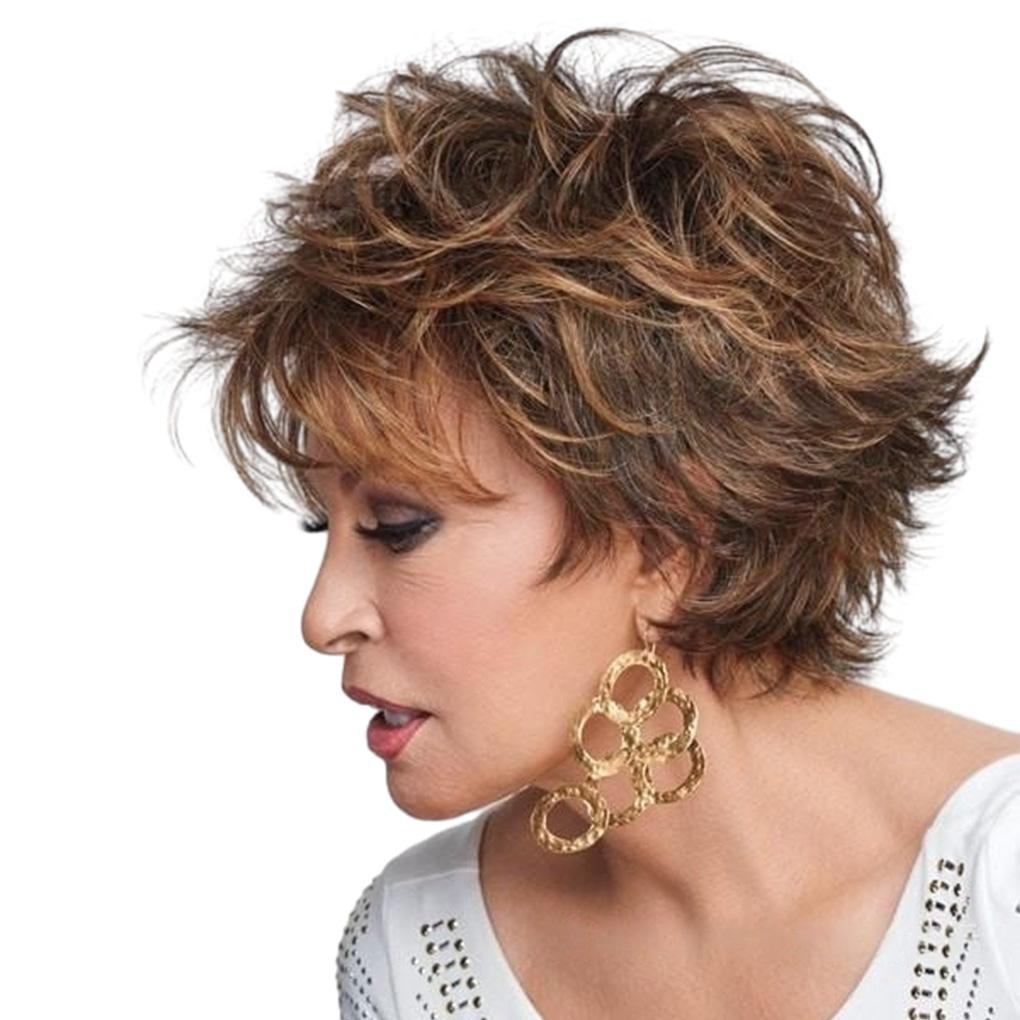 Wig Rambut Pendek Portable Hairpieces Potongan Rambut Palsu Ringan Wanita Wig Dengan Topi Hair Extension Party Cosplay